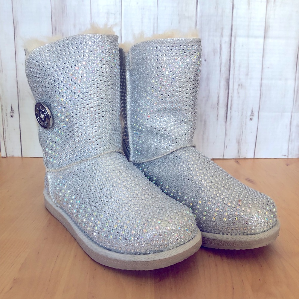 SHIEKH Girls Boots 3 Sherpa Glitter Sparkle Sequin Festive Costume